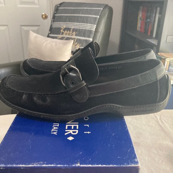 Donald J Pliner Men\'s Black Suede Loafer with Adjustable Buckle Size 10.5M main image 6